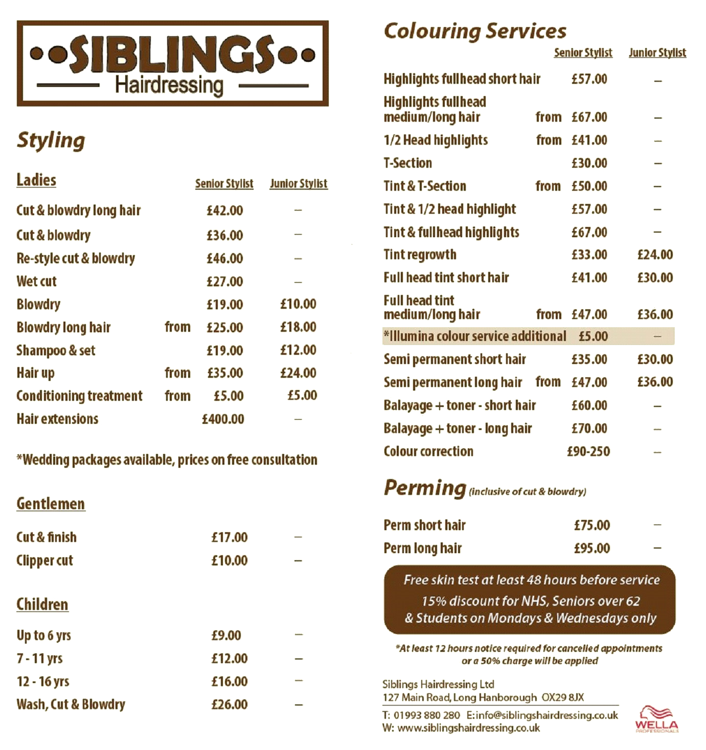 SERVICES Siblings Hairdressing